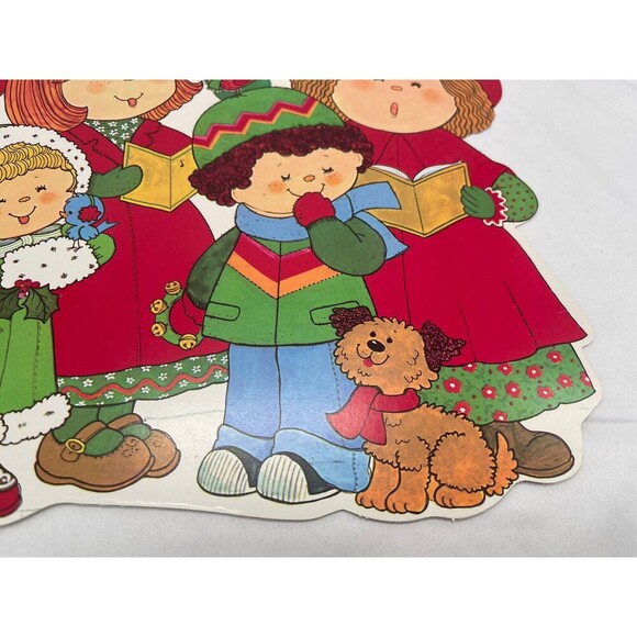 Large Vintage Christmas Die Cut, Caroling Children, Eureka USA, Two-Sides, NOS - Picture 7 of 16